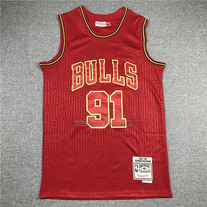 Camiseta Chicago Bulls Dennis Rodman NO 91 Retro 2020 Chinese New Year Rojo